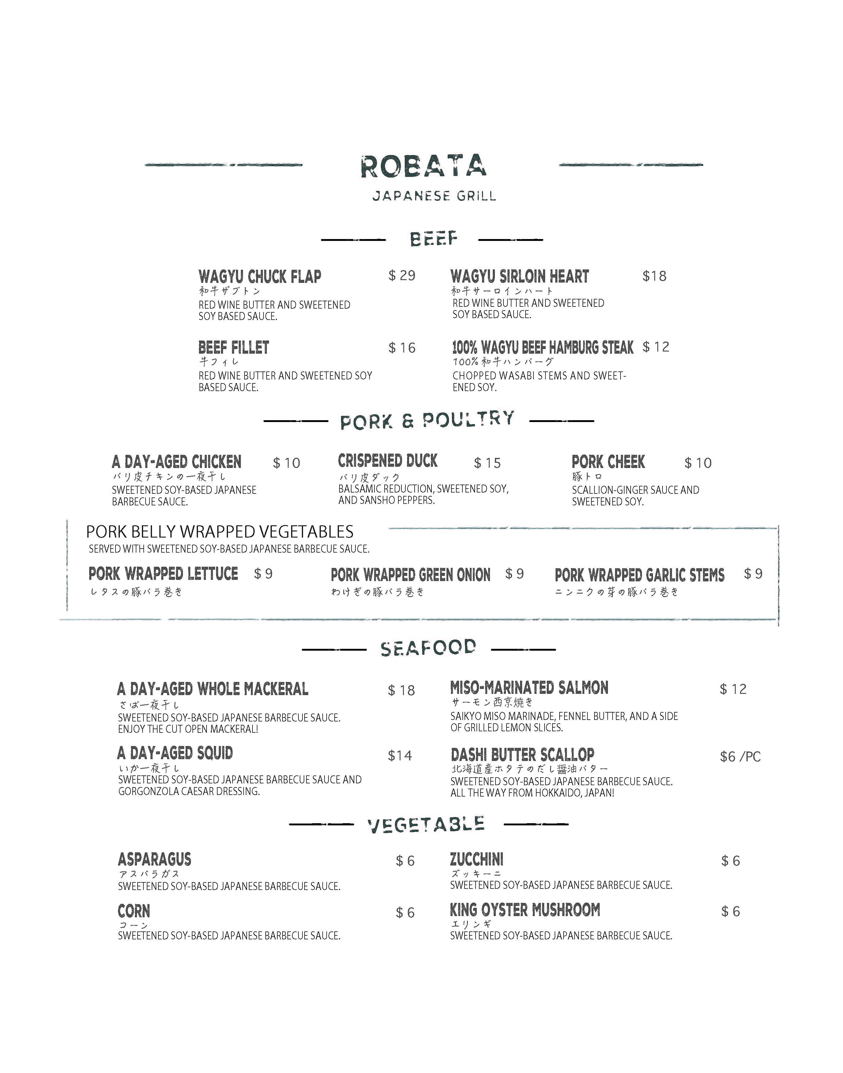 Food menu